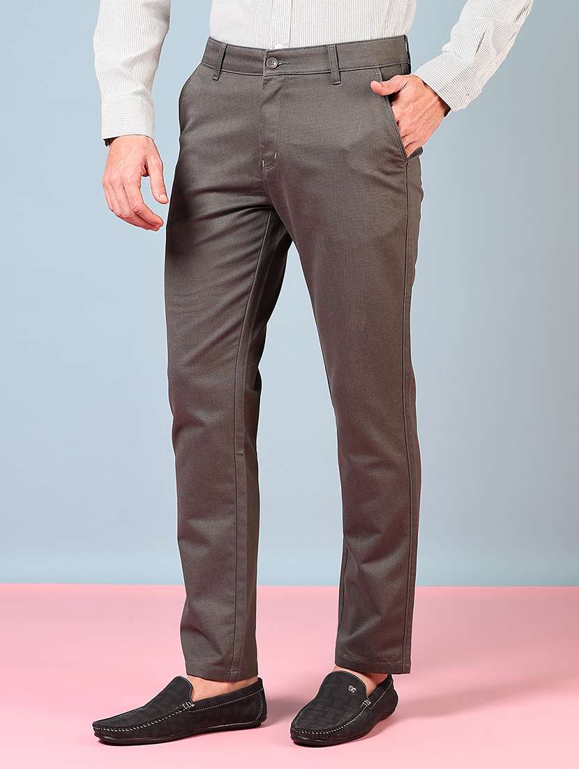 men solid mid rise casual chinos - 21749681 -  Standard Image - 1