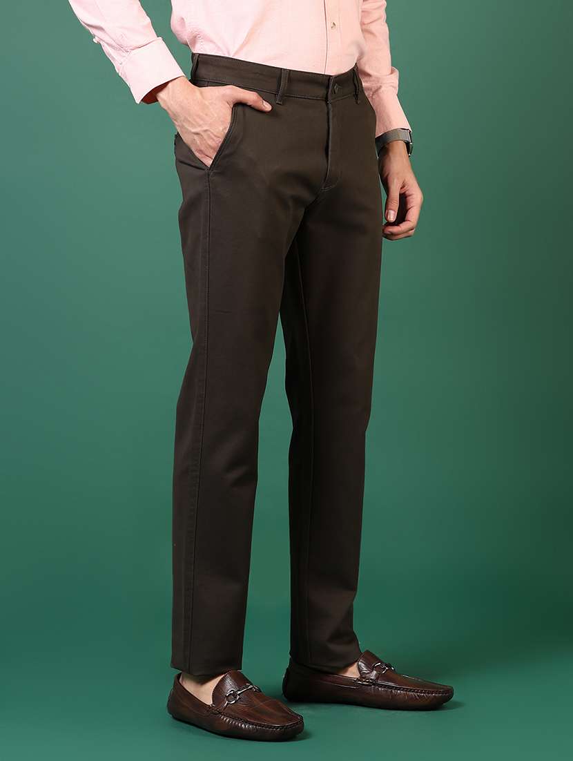 men solid mid rise casual chinos - 21749682 -  Standard Image - 1