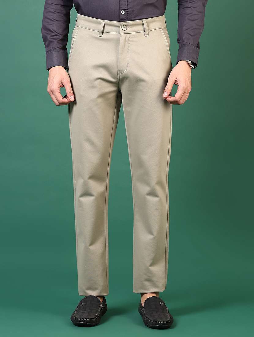 men mid rise solid chinos  - 21749683 -  Zoom Image - 0