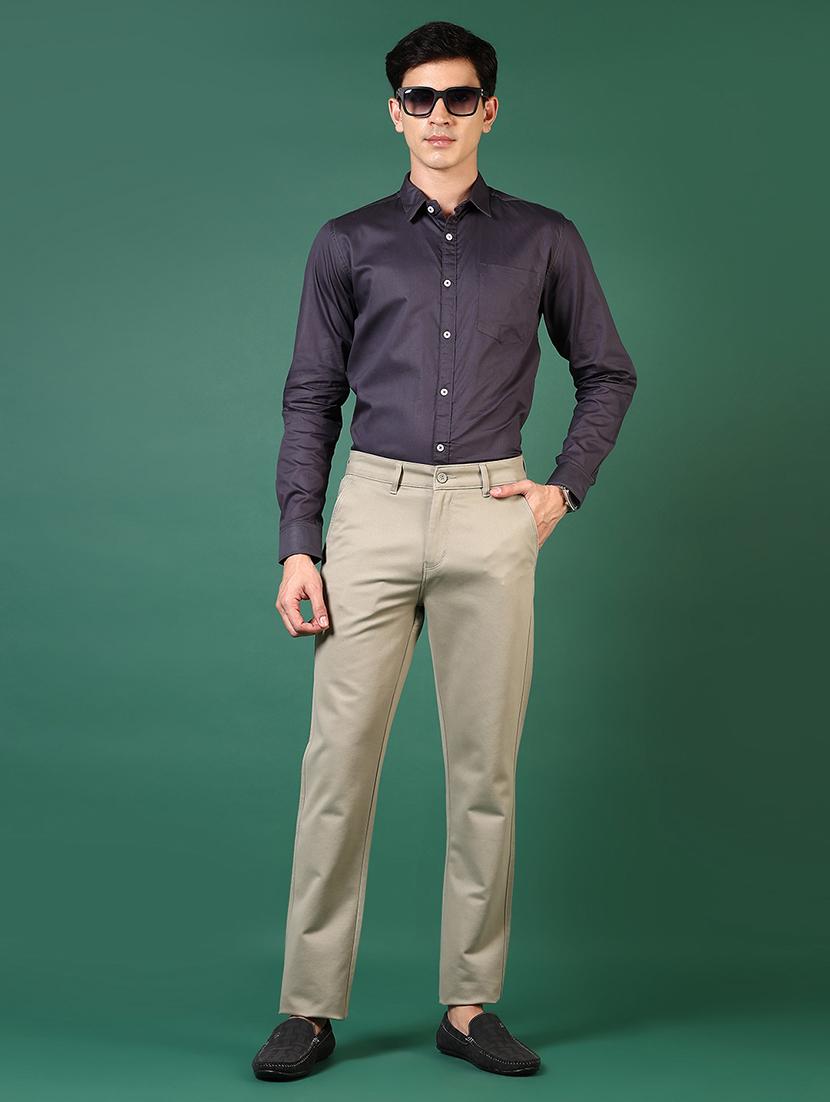 men mid rise solid chinos - 21749683 - Standard Image - 4