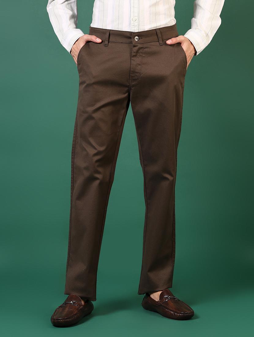 men solid mid rise casual chinos