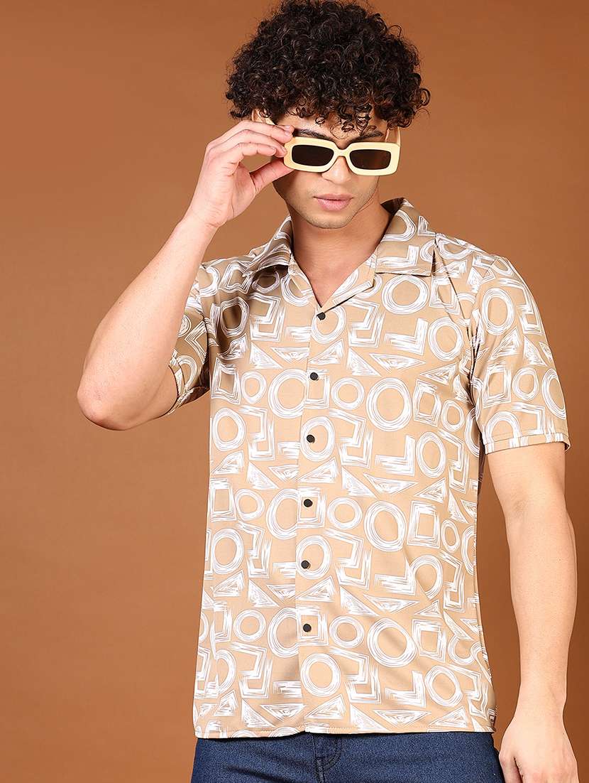 men printed short sleeve regular fit casual shirt - 21749700 -  Standard Image - 1