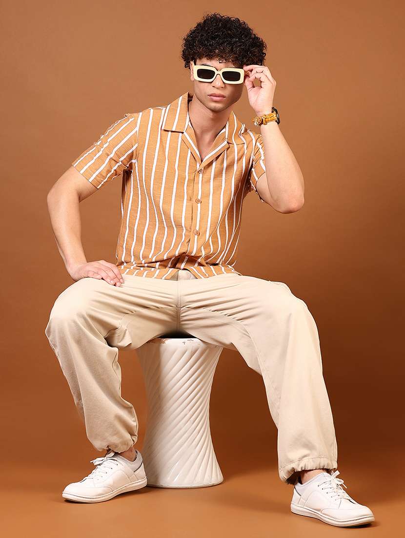 men striped short sleeve regular fit casual shirt - 21749707 -  Standard Image - 4