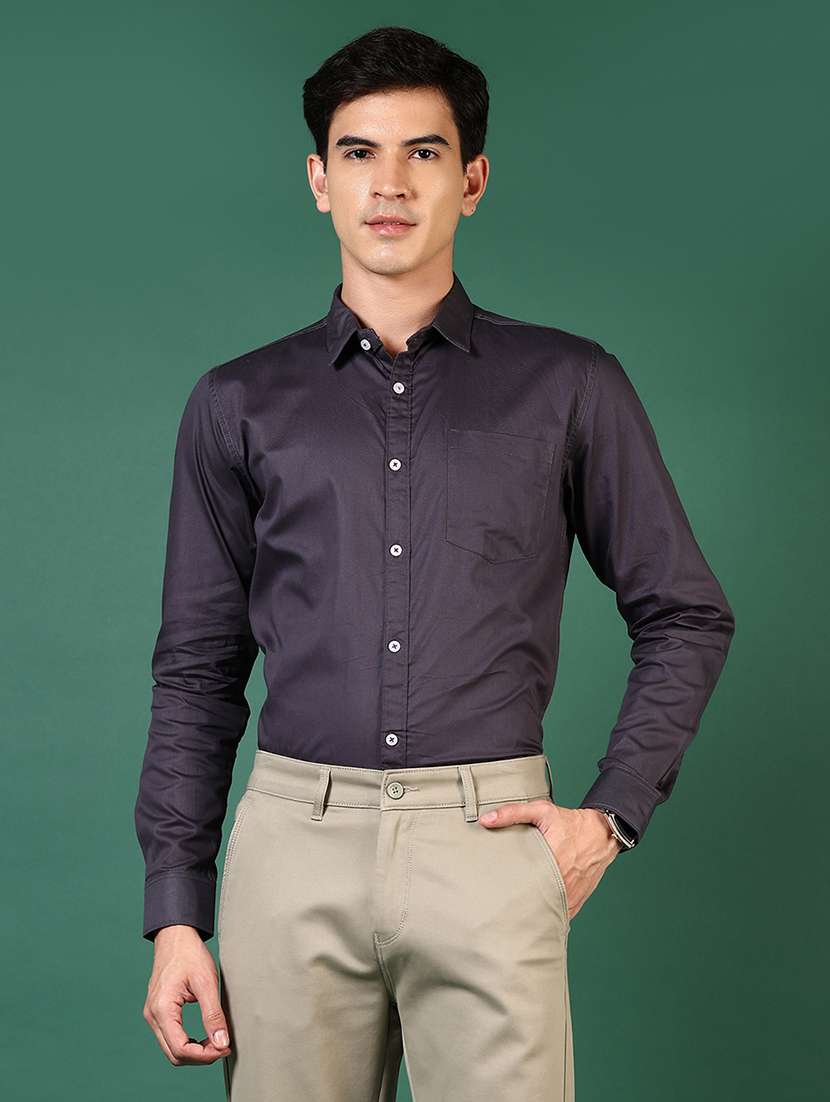 men solid long sleeve regular fit formal shirt