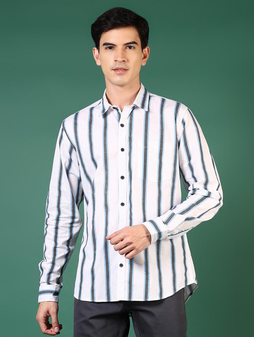 men striped long sleeve regular fit casual shirt - 21749723 - Zoom Image - 0