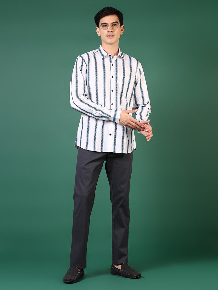 men striped long sleeve regular fit casual shirt - 21749723 - Standard Image - 1