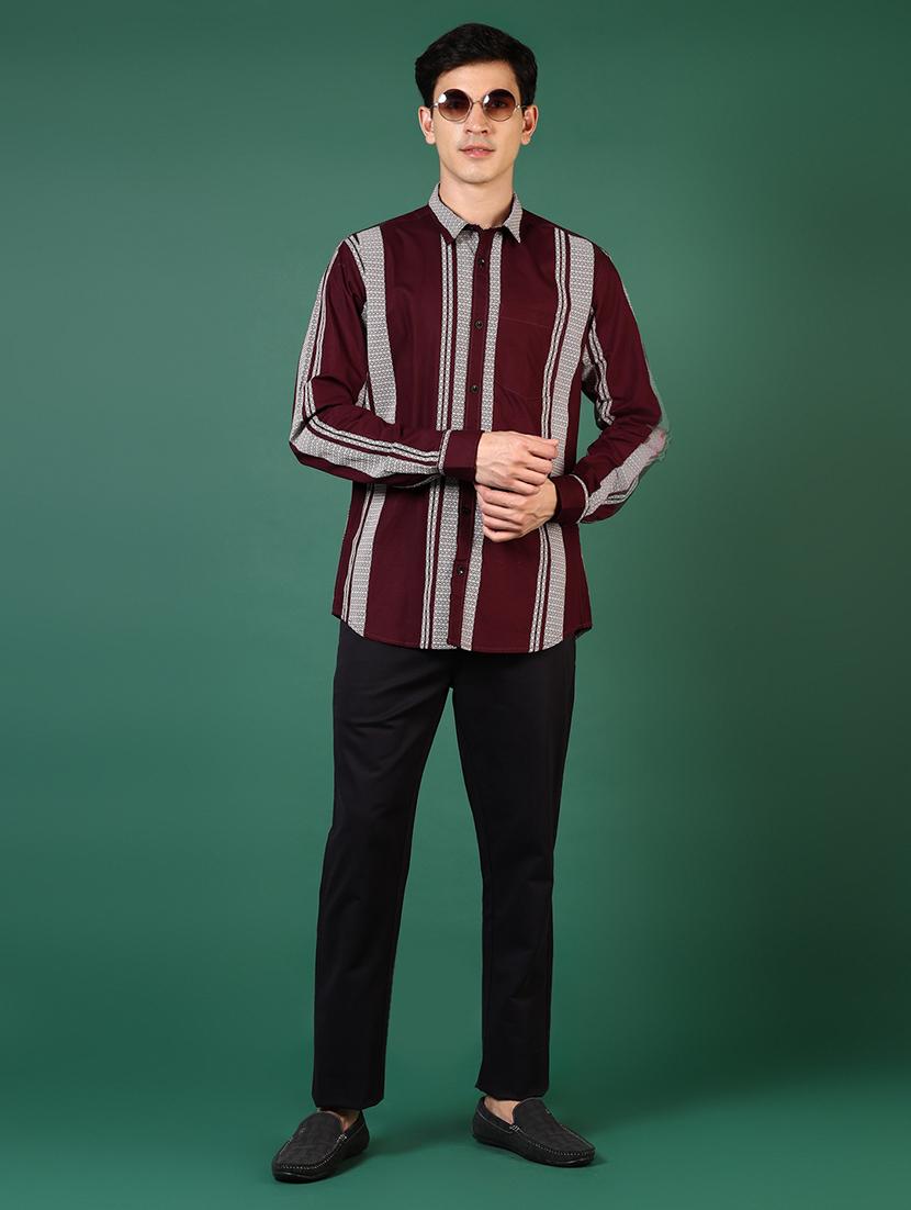 men striped long sleeve regular fit casual shirt - 21749728 - Standard Image - 4
