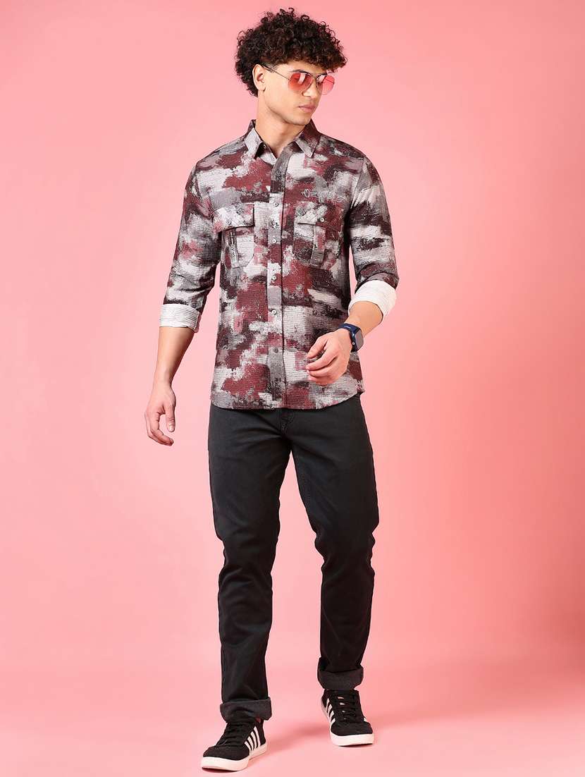 men printed long sleeve slim fit casual shirt - 21749739 -  Standard Image - 4