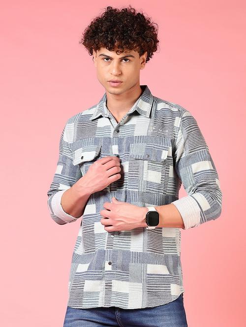 men printed long sleeve slim fit casual shirt - 21749740 - Standard Image - 0