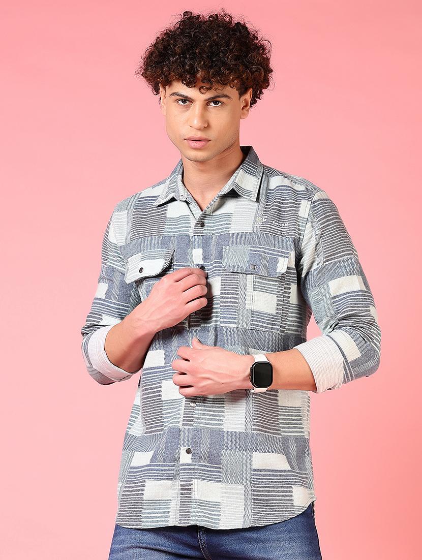 men printed long sleeve slim fit casual shirt - 21749740 - Zoom Image - 0