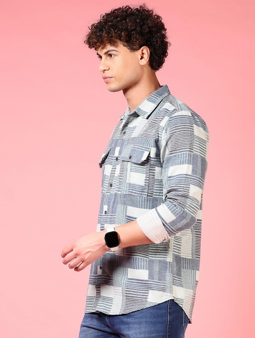men printed long sleeve slim fit casual shirt - 21749740 - Standard Image - 1