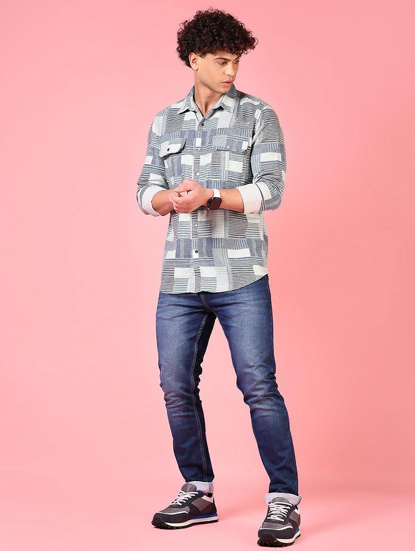 men printed long sleeve slim fit casual shirt - 21749740 - Standard Image - 4