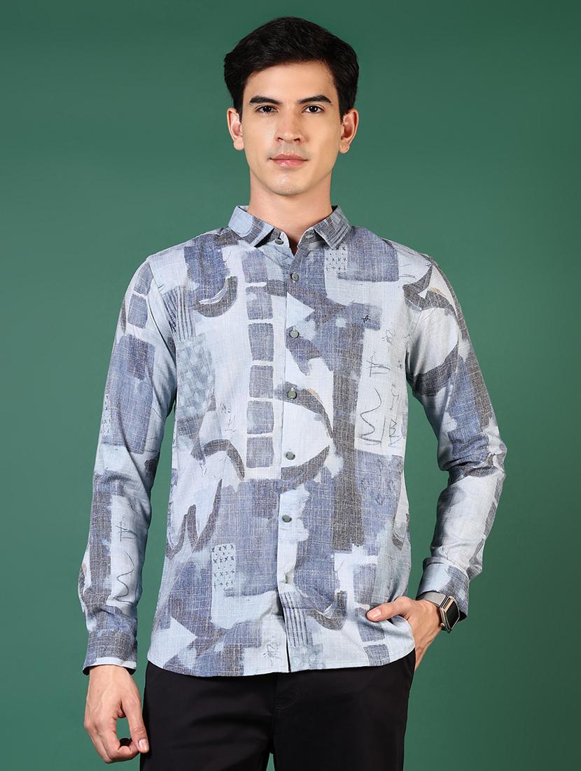 men printed long sleeve slim fit casual shirt - 21749741 - Zoom Image - 0