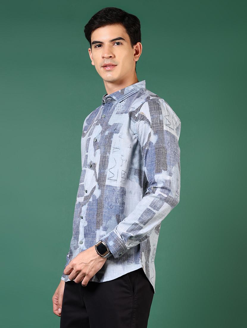 men printed long sleeve slim fit casual shirt - 21749741 - Standard Image - 1