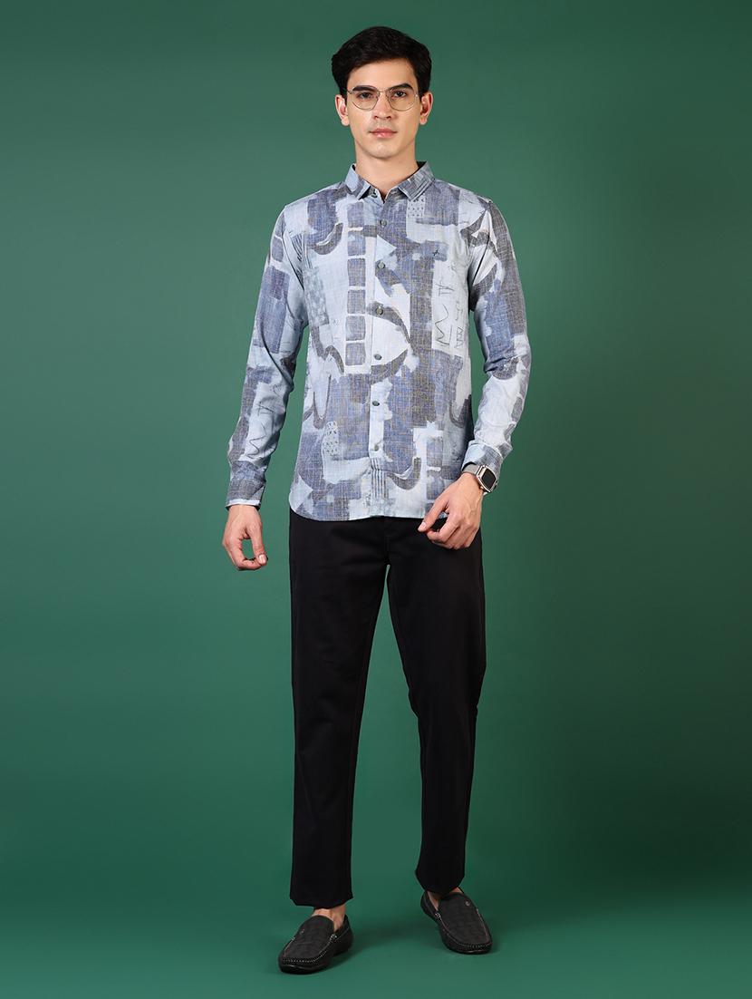 men printed long sleeve slim fit casual shirt - 21749741 - Standard Image - 4