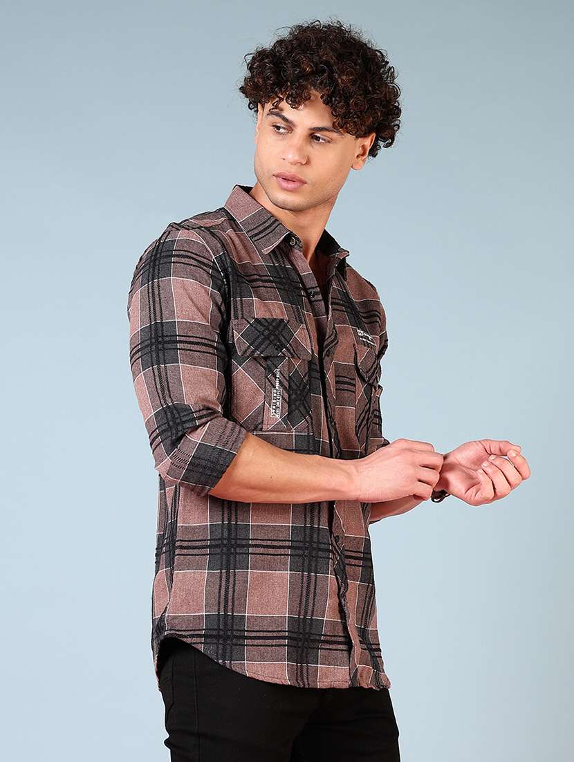 men checkered long sleeve regular fit casual shirt - 21749747 -  Standard Image - 1