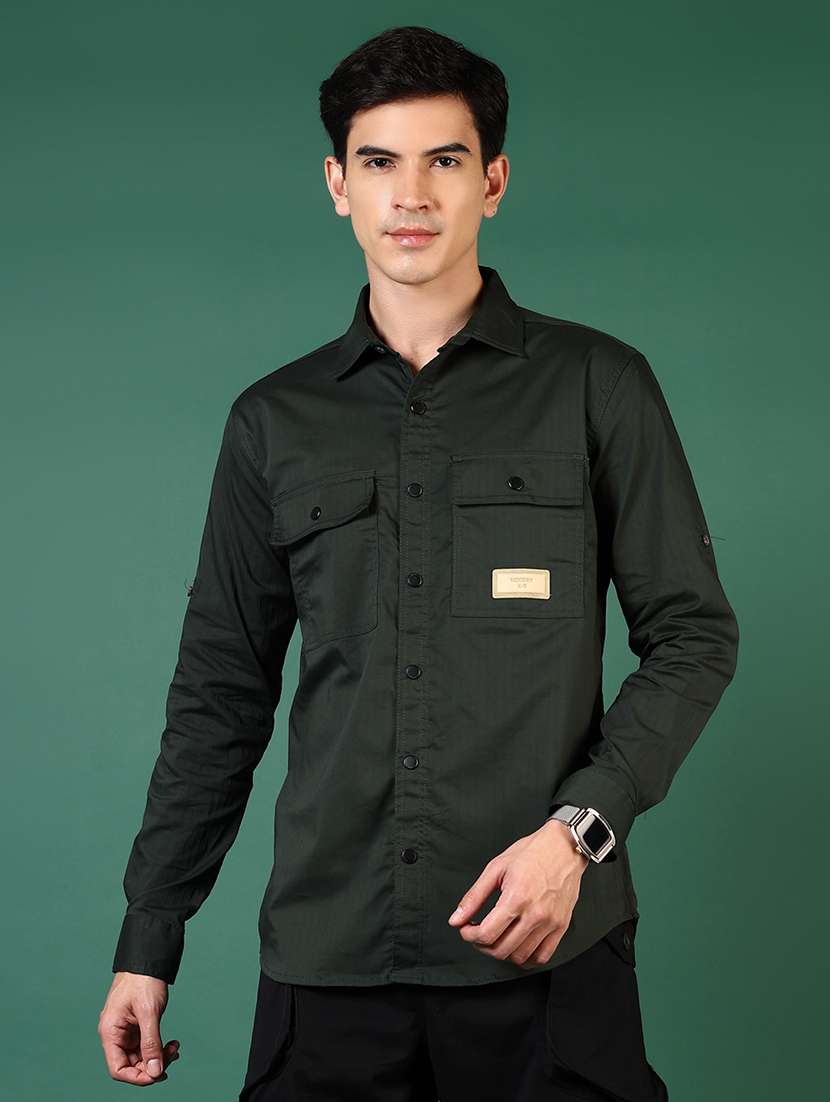 men solid long sleeve regular fit casual shirt