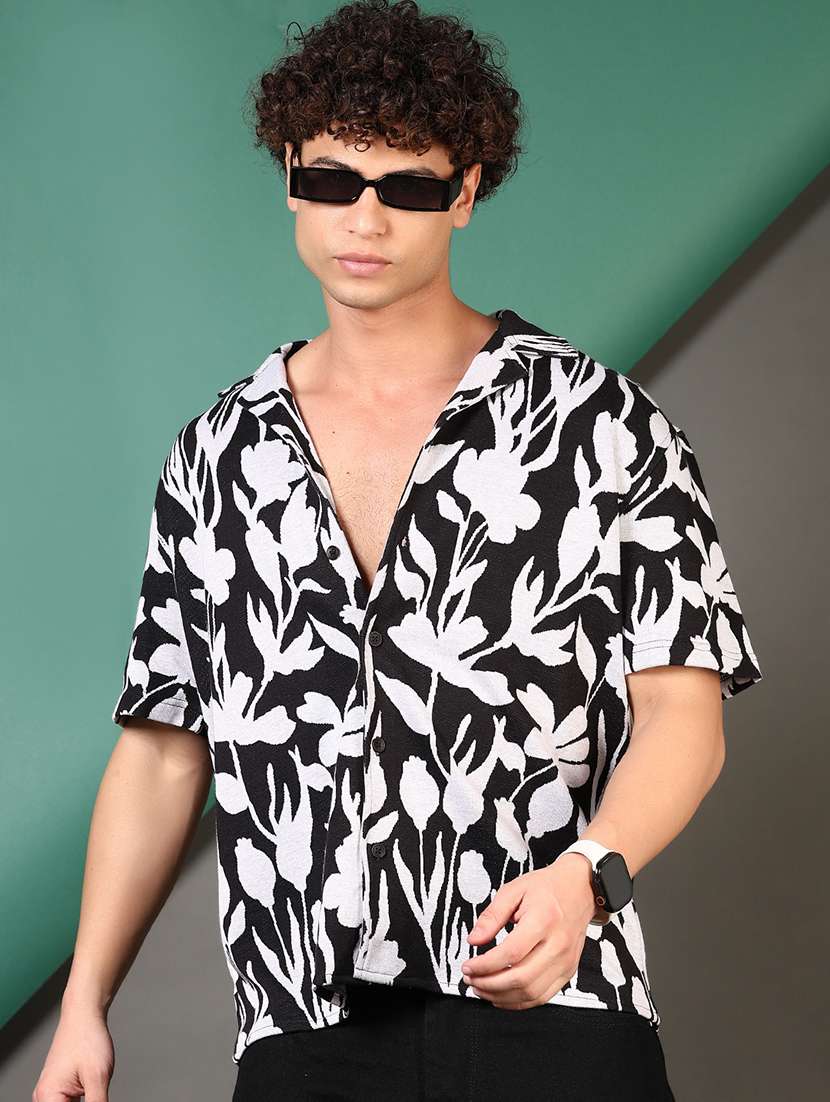 men printed short sleeve loose fit casual shirt - 21749757 -  Standard Image - 1
