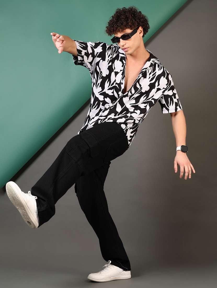 men printed short sleeve loose fit casual shirt - 21749757 -  Standard Image - 4