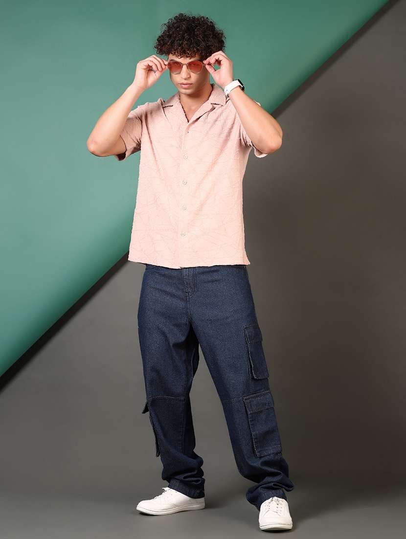 men self design short sleeve loose fit casual shirt - 21749759 -  Standard Image - 4