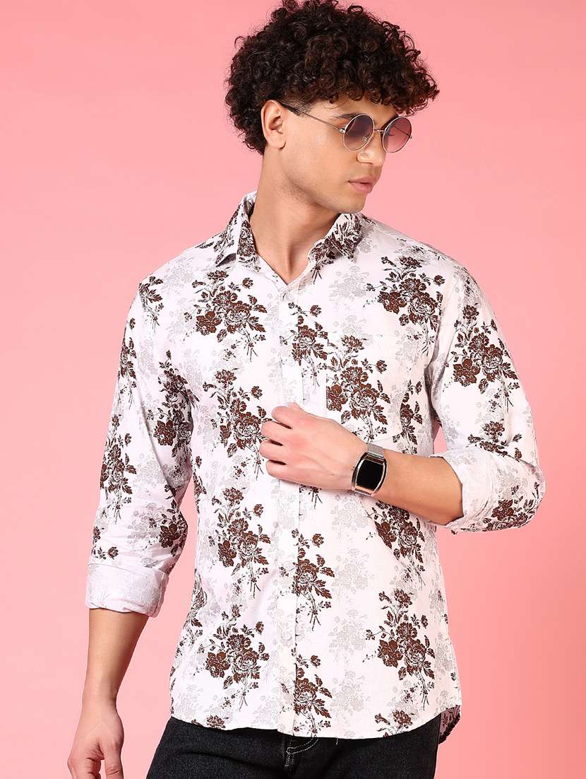 men printed long sleeve regular fit casual shirt - 21749762 -  Standard Image - 1