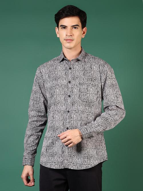 men printed long sleeve regular fit casual shirt - 21749764 -  Standard Image - 0