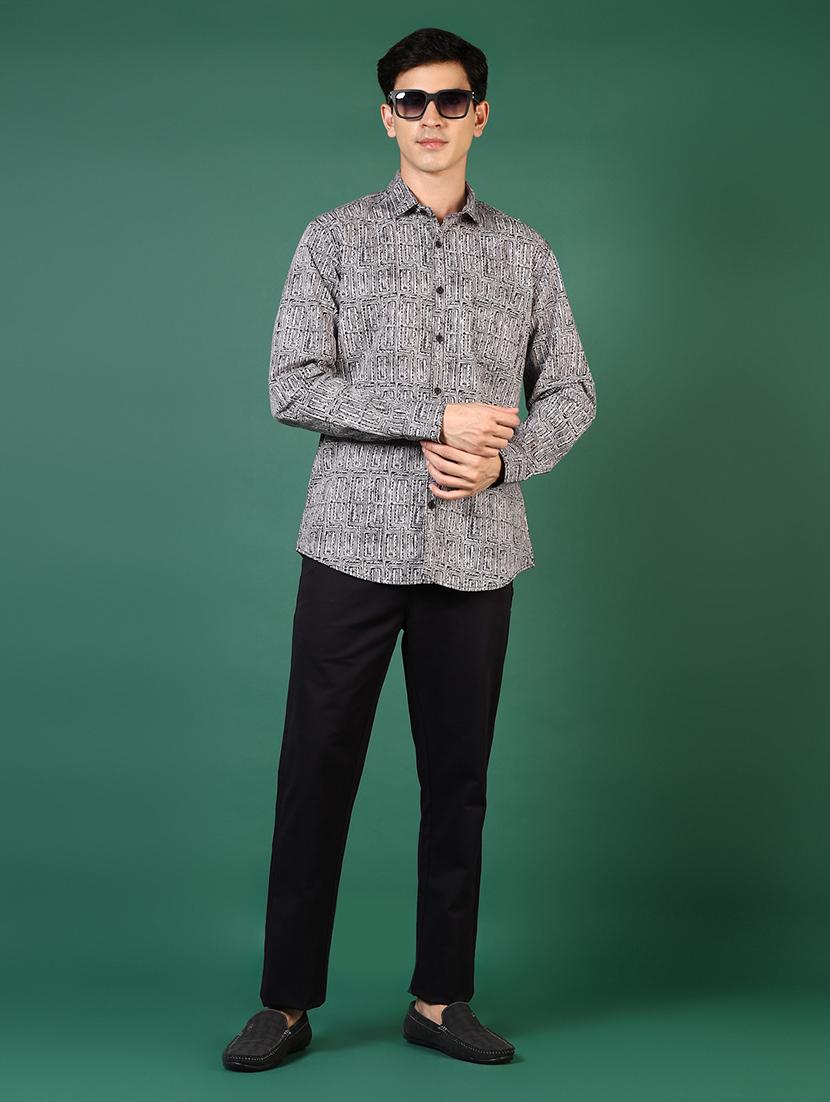 men printed long sleeve regular fit casual shirt - 21749764 - Standard Image - 4