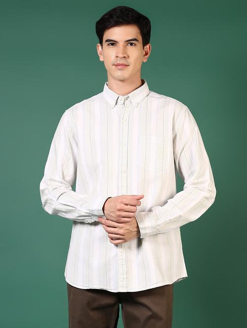 men striped collared long sleeves casual shirt - 21749767 - Standard Image - 0