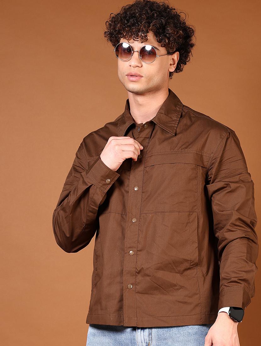 men solid collared long sleeves casual shirt - 21749778 -  Zoom Image - 0