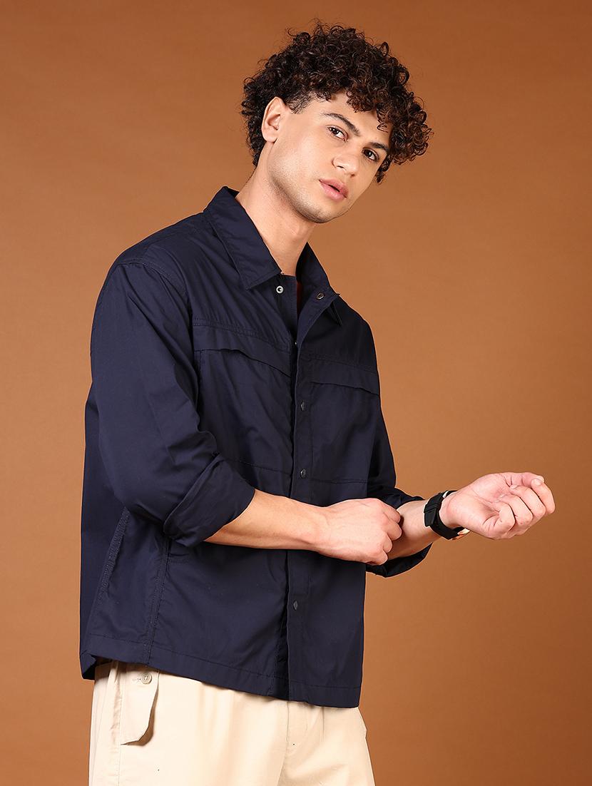 men solid collared long sleeves casual shirt - 21749779 - Standard Image - 1