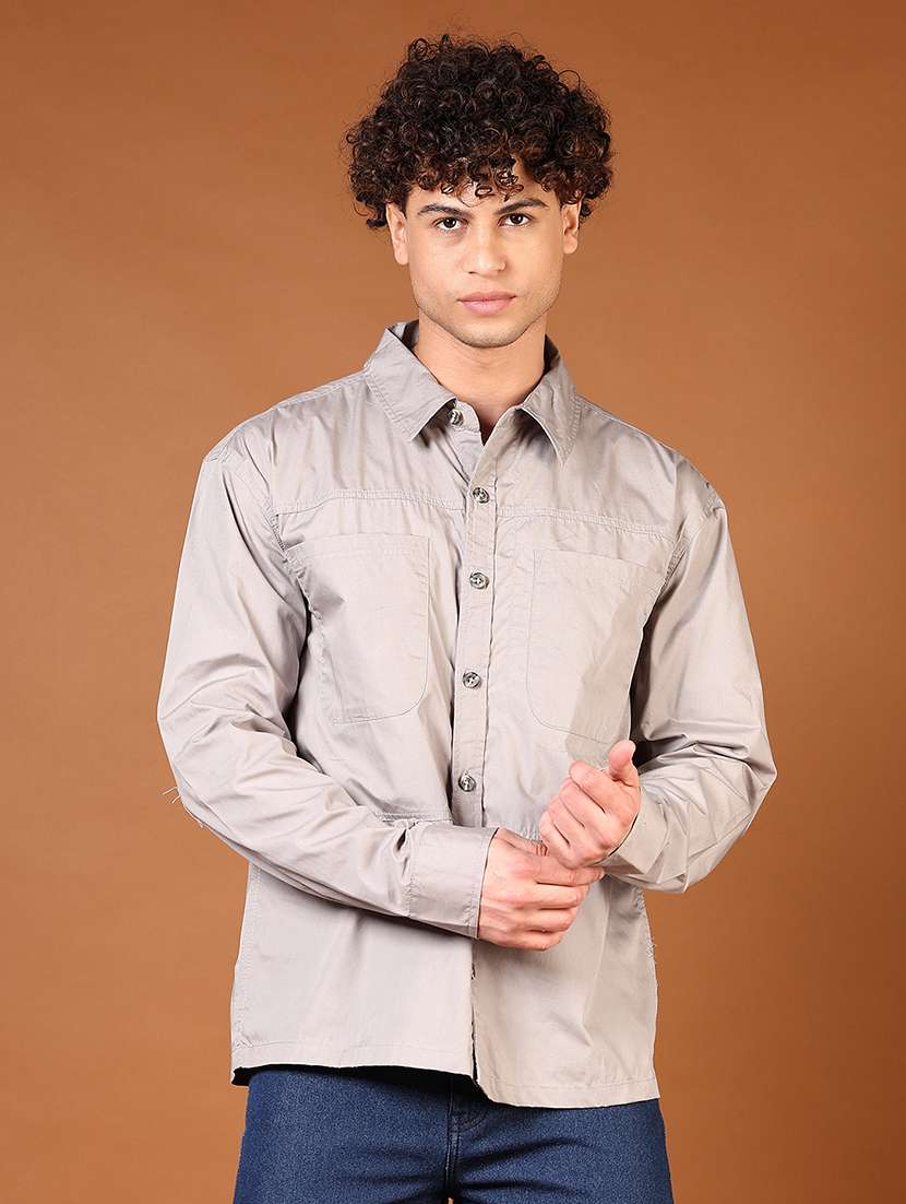 men solid long sleeve regular fit casual shirt