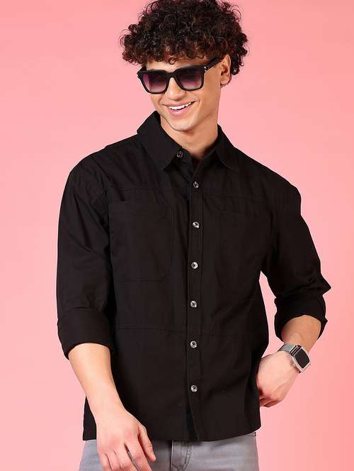 men solid long sleeve regular fit casual shirt - 21749781 - Standard Image - 0