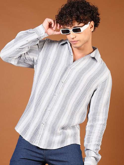 men striped long sleeve regular fit casual shirt - 21749794 - Standard Image - 0