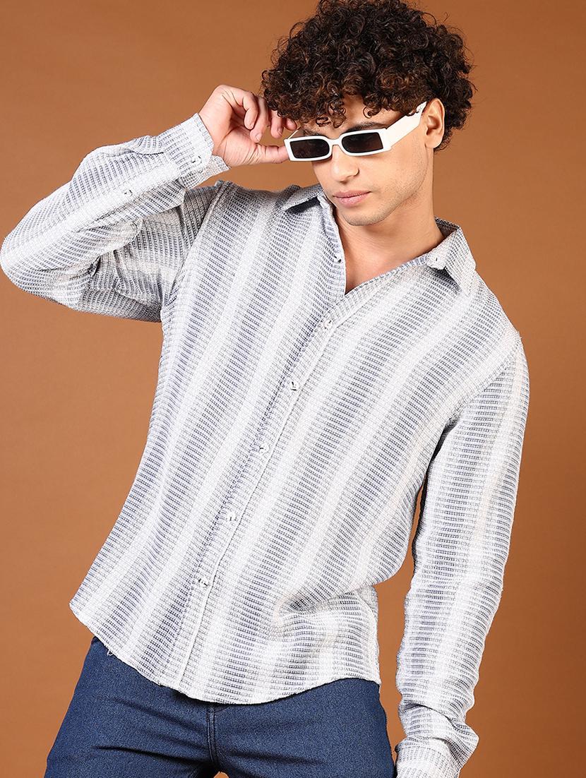 men striped long sleeve regular fit casual shirt - 21749794 - Zoom Image - 0
