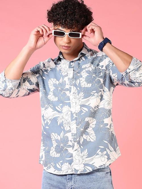 men printed collared long sleeves casual shirt - 21749799 -  Standard Image - 0