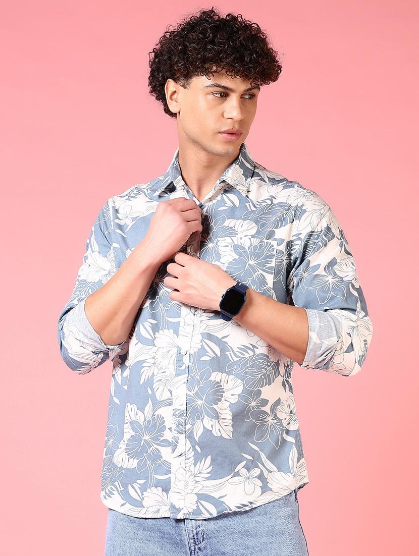 men printed collared long sleeves casual shirt - 21749799 - Standard Image - 1