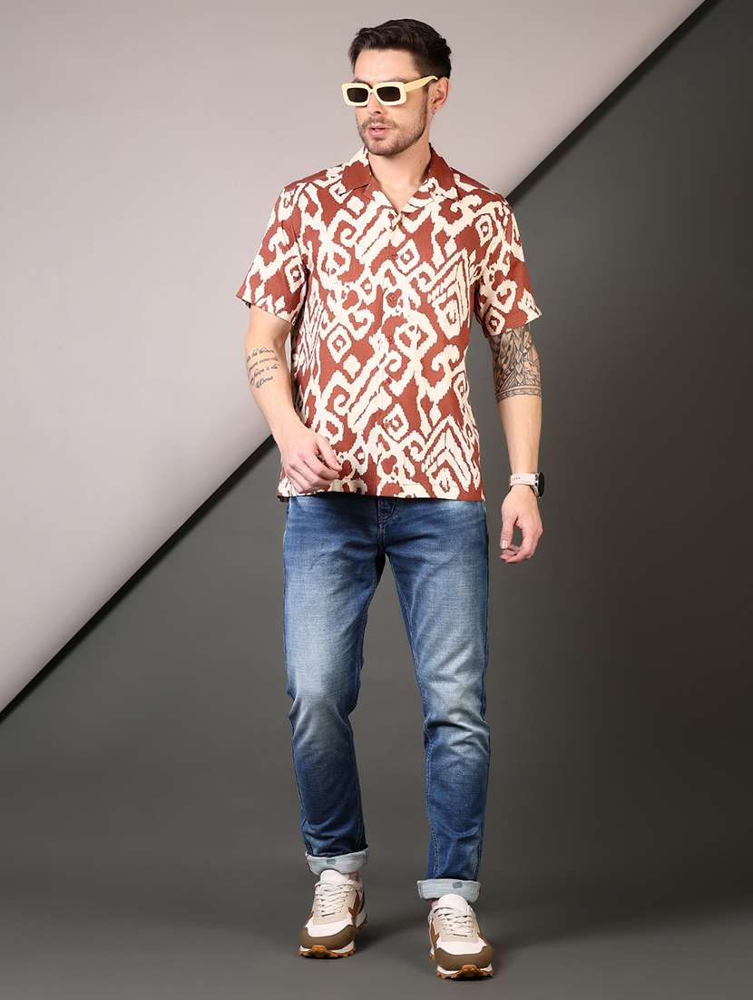 men cuban collared short sleeves casual shirt - 21749806 -  Standard Image - 4