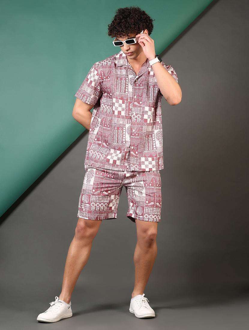 men printed shirt & shorts co-ord set - 21749810 -  Standard Image - 4