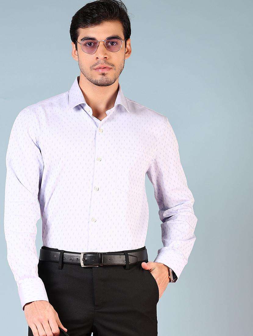 men long sleeves self design formal shirt