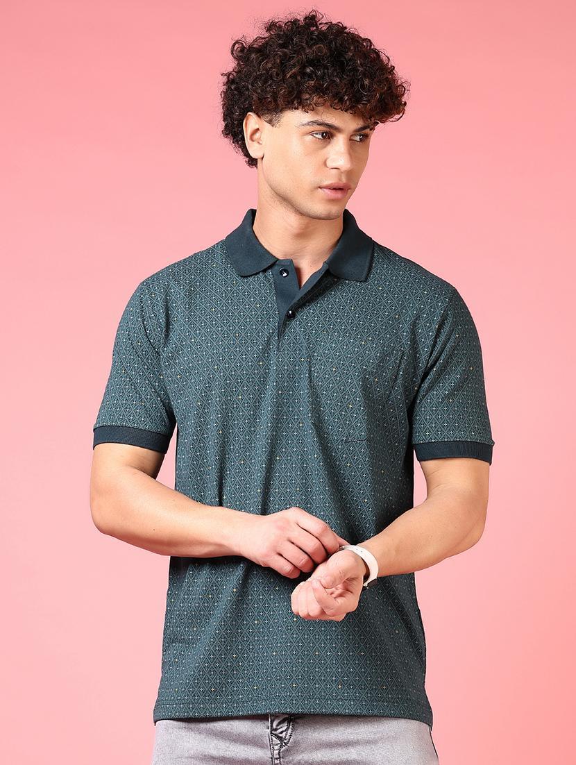 men printed short sleeves polo t-shirt - 21749835 - Standard Image - 1