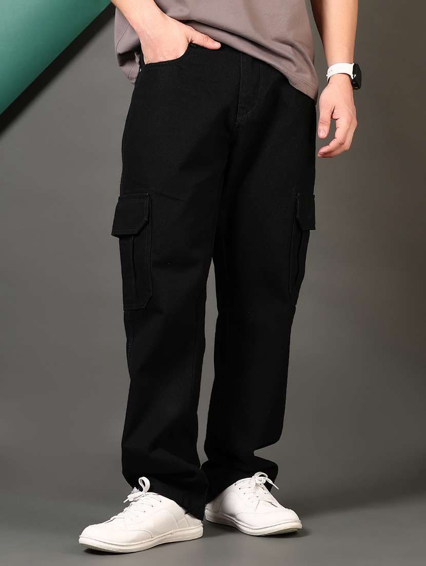 men solid mid rise denim cargo - 21749853 -  Standard Image - 1