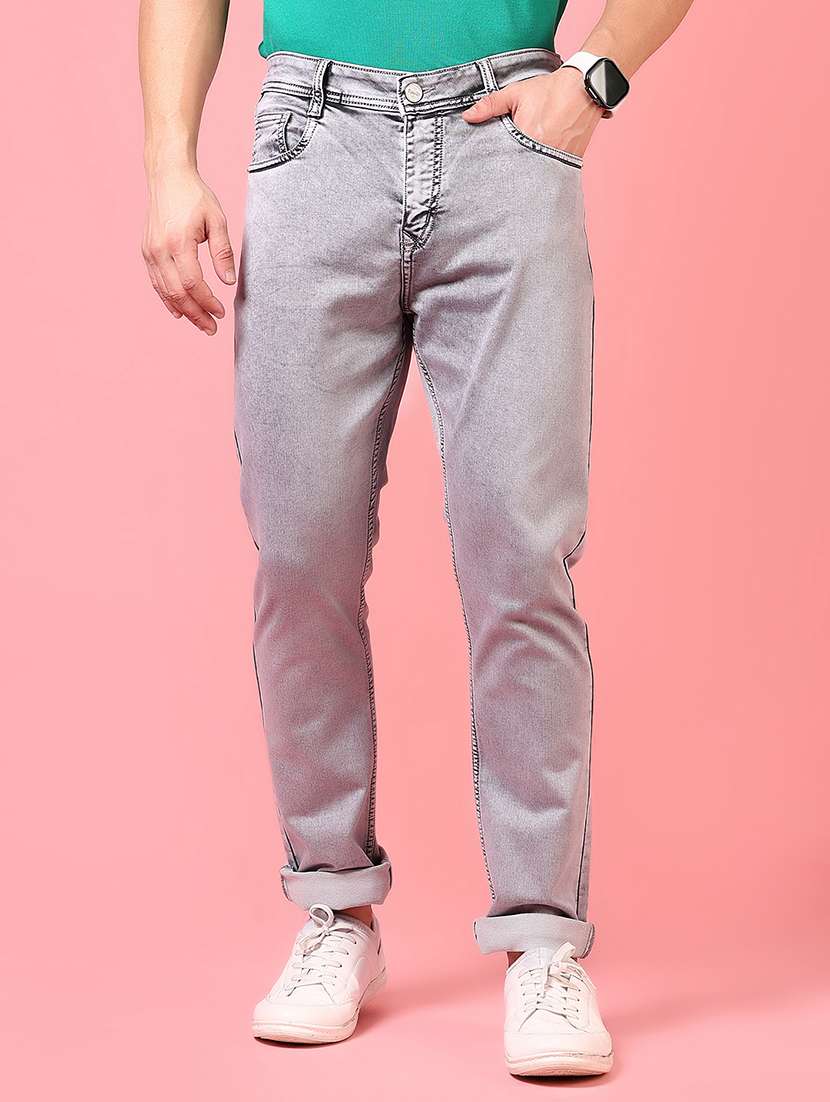 men solid mid rise slim fit jean