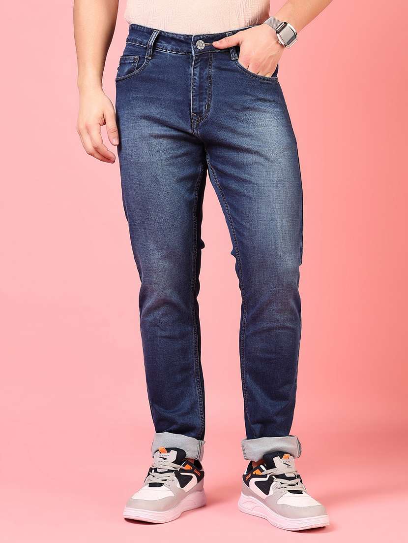 men solid mid rise slim fit jean