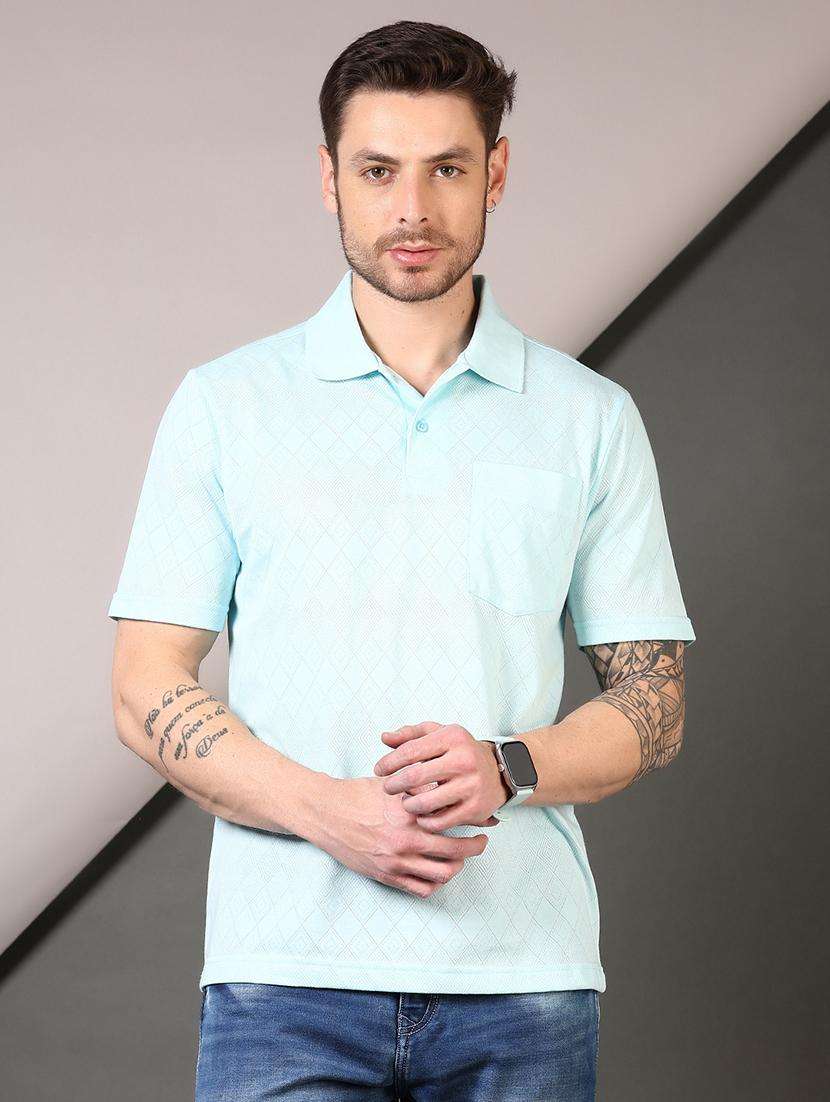 men textured short sleeves polo t-shirt - 21749903 - Standard Image - 1