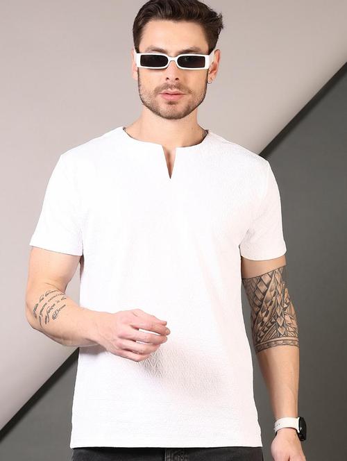 men textured round neck short sleeves t-shirt - 21749907 - Standard Image - 0