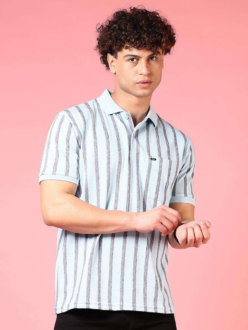 men striped short sleeve regular fit polo t-shirt - 21749943 -  Standard Image - 1
