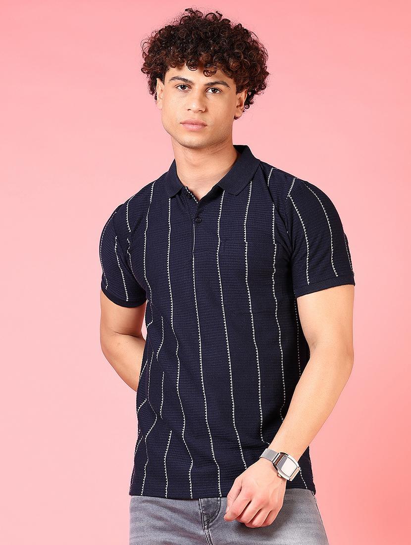 men striped short sleeve regular fit polo t-shirt - 21749947 - Standard Image - 1