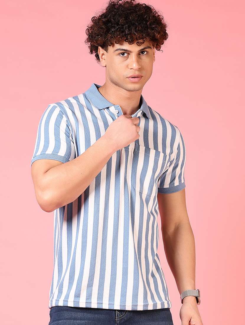 men striped short sleeve regular fit polo t-shirt - 21749955 -  Standard Image - 1