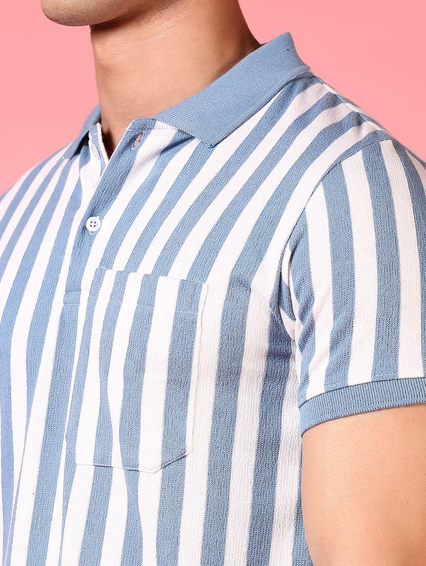 men striped short sleeve regular fit polo t-shirt - 21749955 - Standard Image - 4