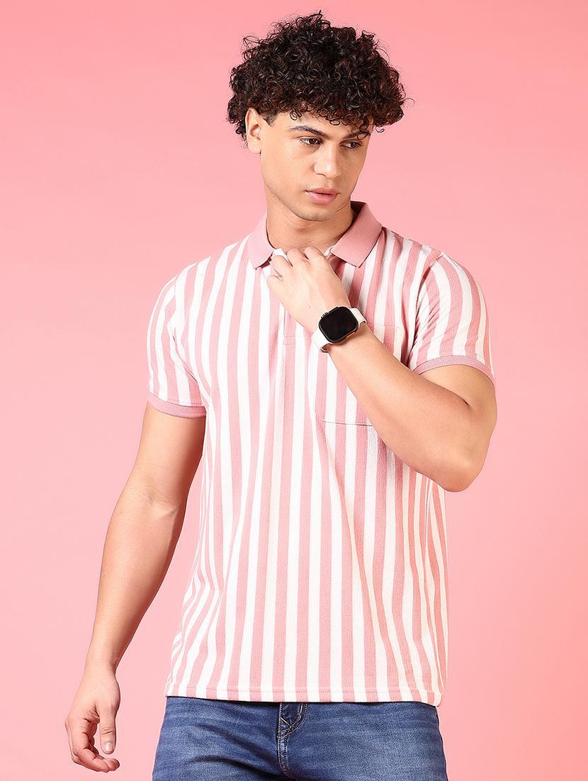 men striped short sleeve regular fit polo t-shirt - 21749961 - Standard Image - 1